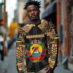 Mozambique Long Sleeve Shirt Black Brown Tribal Design - African Pride