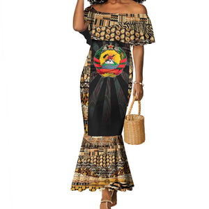 Mozambique Mermaid Dress Black Brown Tribal Design - African Pride