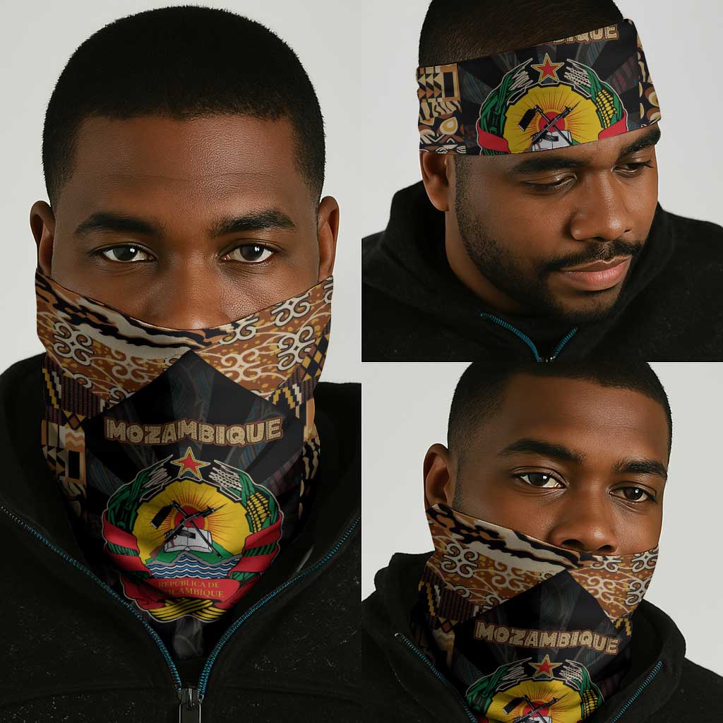 Mozambique Neck Gaiter Black Brown Tribal Design - African Pride