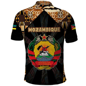 Mozambique Polo Shirt Black Brown Tribal Design - African Pride