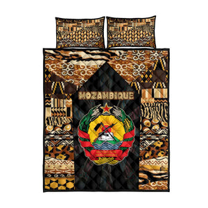 Mozambique Quilt Bed Set Black Brown Tribal Design - African Pride