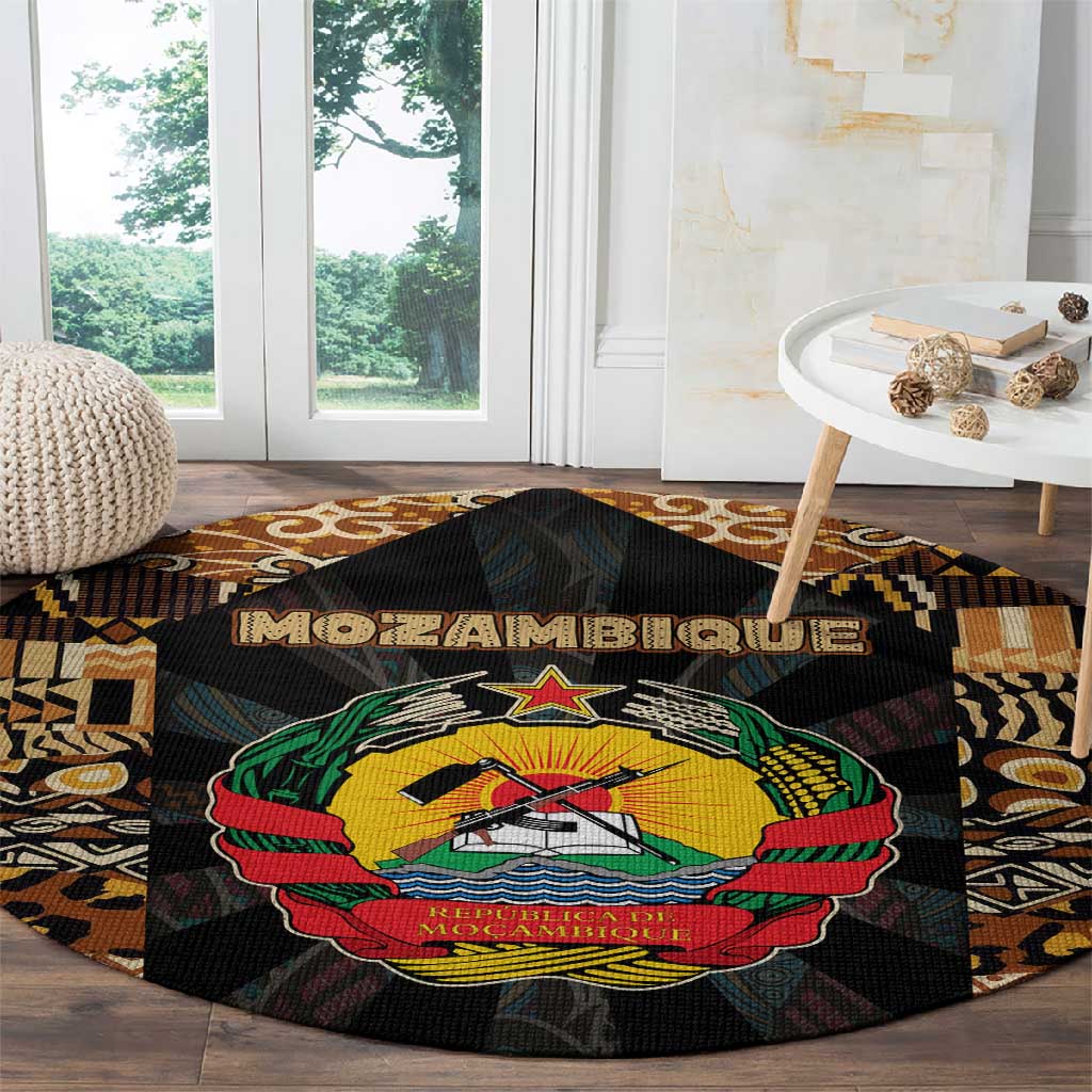 Mozambique Round Carpet Black Brown Tribal Design - African Pride