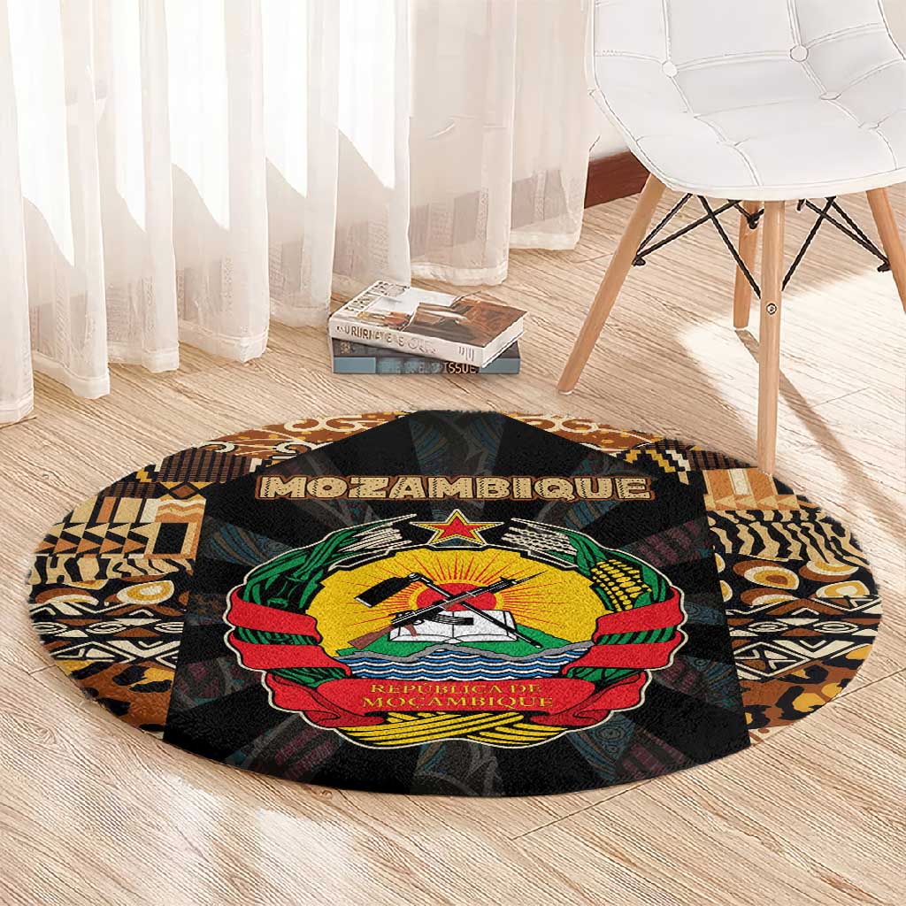 Mozambique Round Carpet Black Brown Tribal Design - African Pride