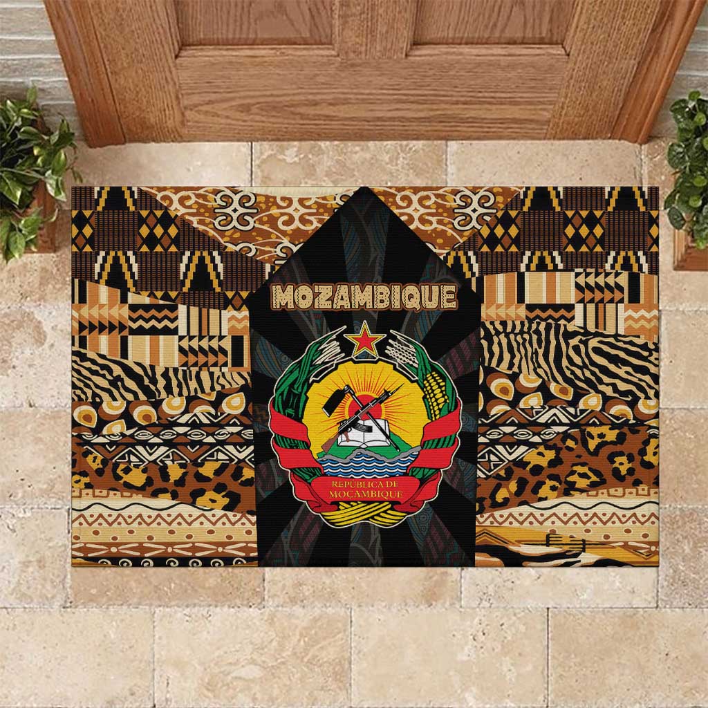 Mozambique Rubber Doormat Black Brown Tribal Design - African Pride