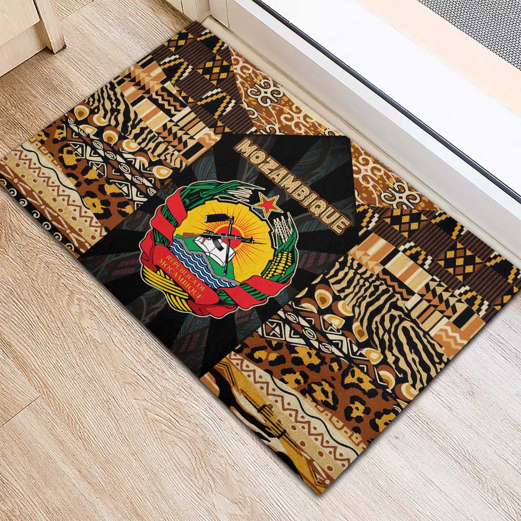 Mozambique Rubber Doormat Black Brown Tribal Design - African Pride