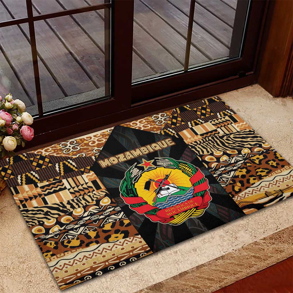 Mozambique Rubber Doormat Black Brown Tribal Design - African Pride