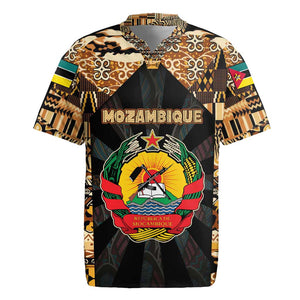 Mozambique Rugby Jersey Black Brown Tribal Design - African Pride