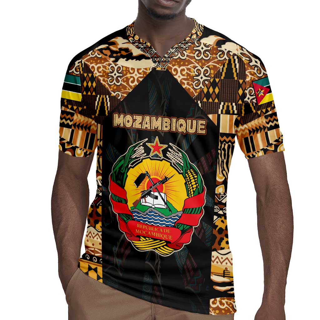 Mozambique Rugby Jersey Black Brown Tribal Design - African Pride
