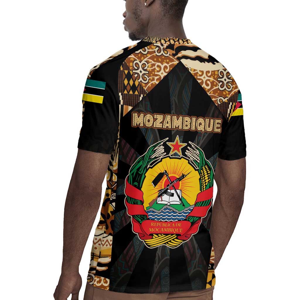 Mozambique Rugby Jersey Black Brown Tribal Design - African Pride