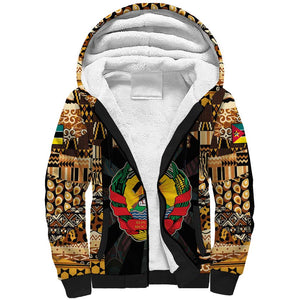Mozambique Sherpa Hoodie Black Brown Tribal Design - African Pride
