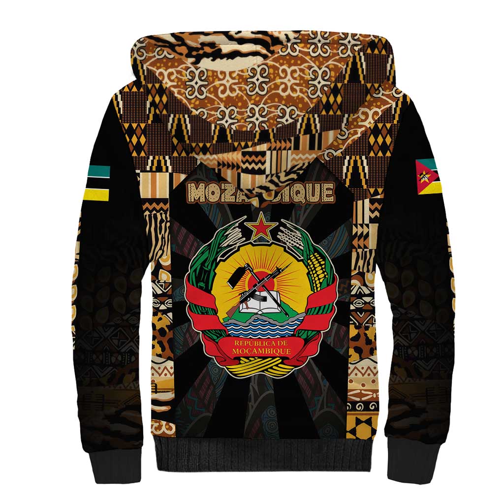 Mozambique Sherpa Hoodie Black Brown Tribal Design - African Pride