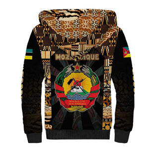 Mozambique Sherpa Hoodie Black Brown Tribal Design - African Pride