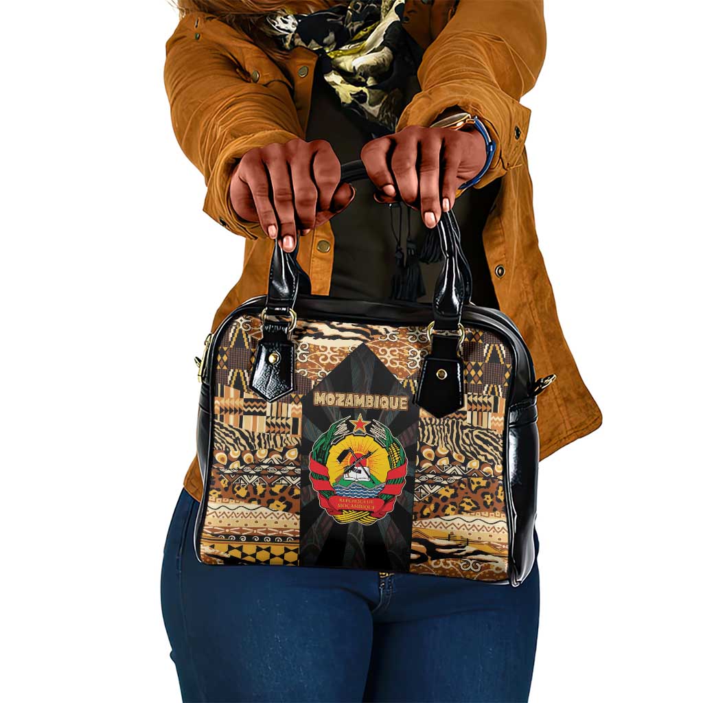 Mozambique Shoulder Handbag Black Brown Tribal Design - African Pride