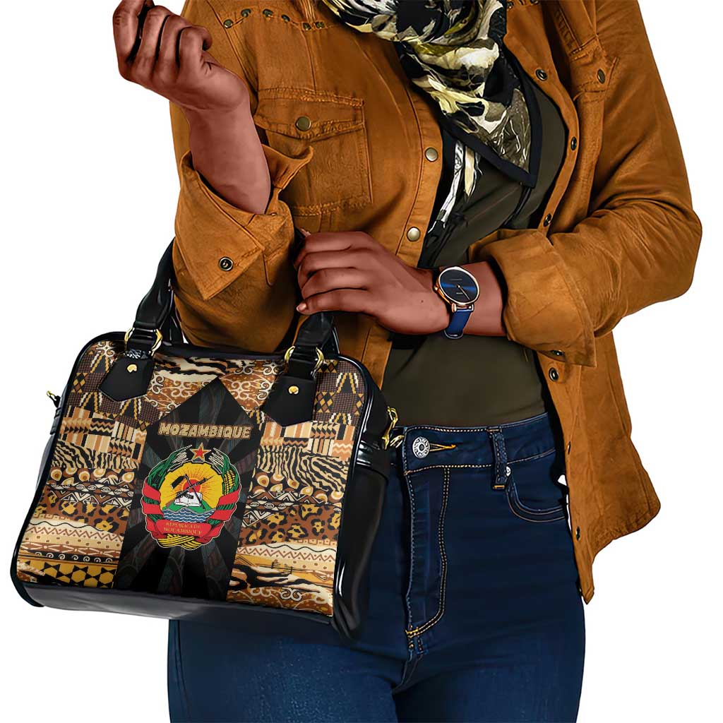Mozambique Shoulder Handbag Black Brown Tribal Design - African Pride