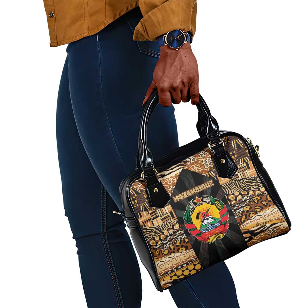 Mozambique Shoulder Handbag Black Brown Tribal Design - African Pride