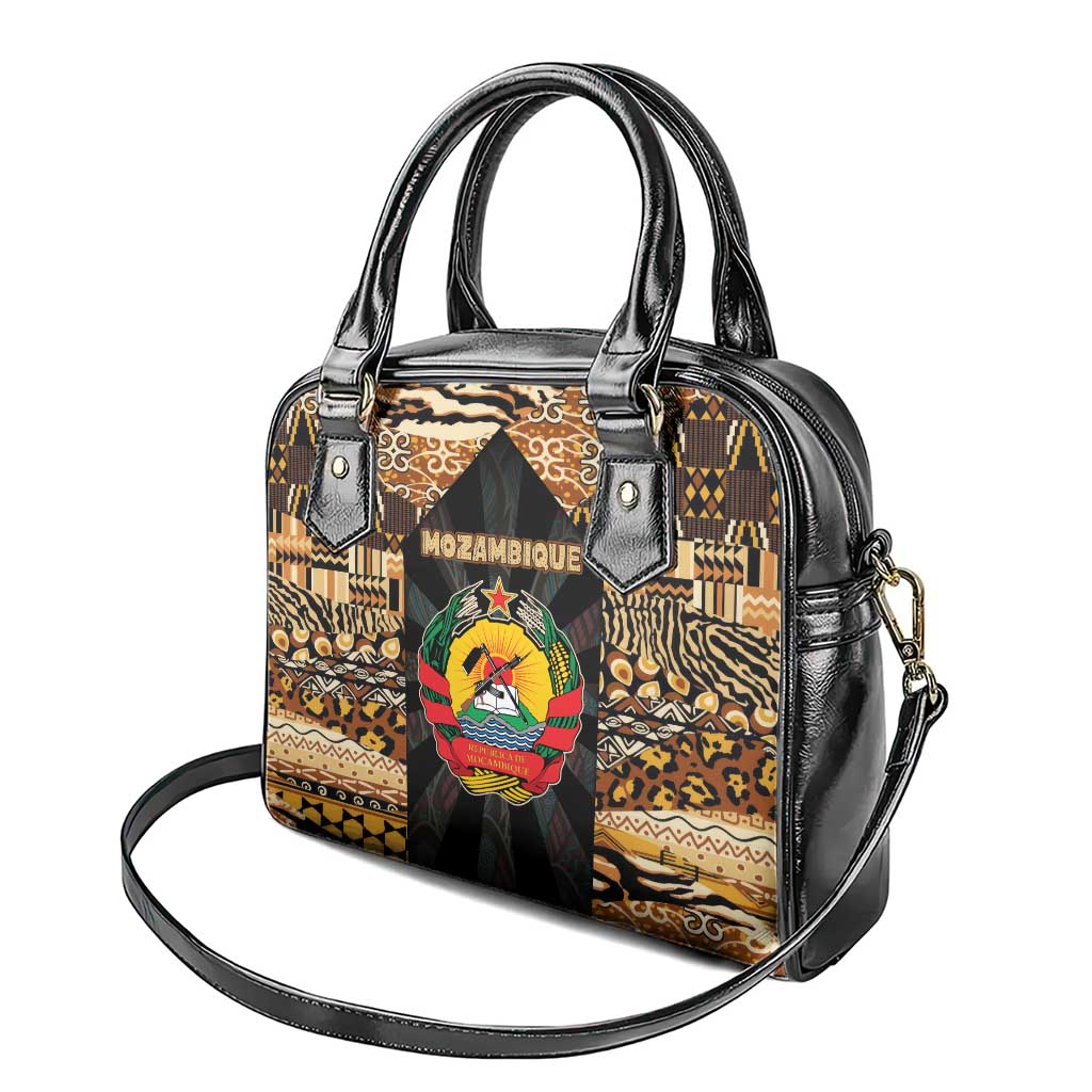 Mozambique Shoulder Handbag Black Brown Tribal Design - African Pride