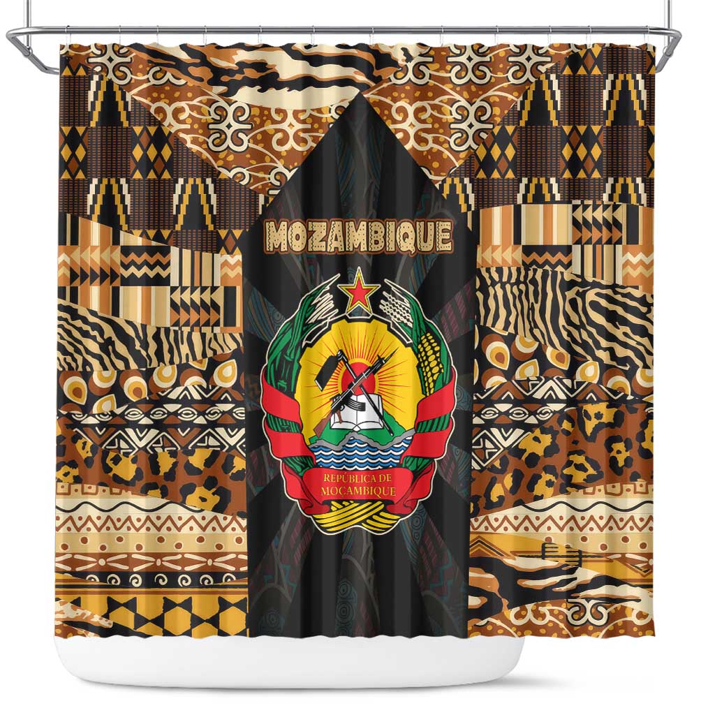 Mozambique Shower Curtain Black Brown Tribal Design - African Pride