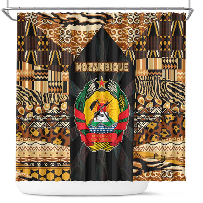 Mozambique Shower Curtain Black Brown Tribal Design - African Pride