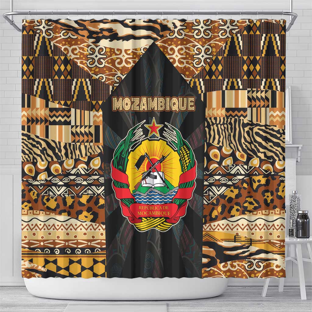 Mozambique Shower Curtain Black Brown Tribal Design - African Pride