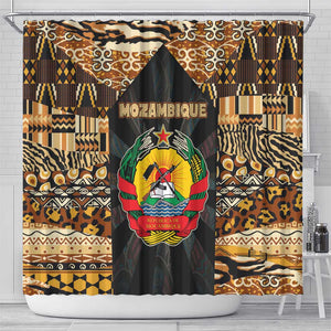 Mozambique Shower Curtain Black Brown Tribal Design - African Pride