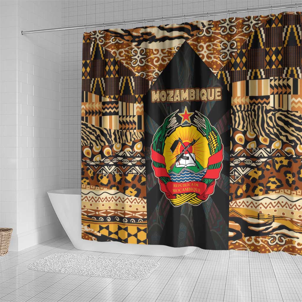 Mozambique Shower Curtain Black Brown Tribal Design - African Pride