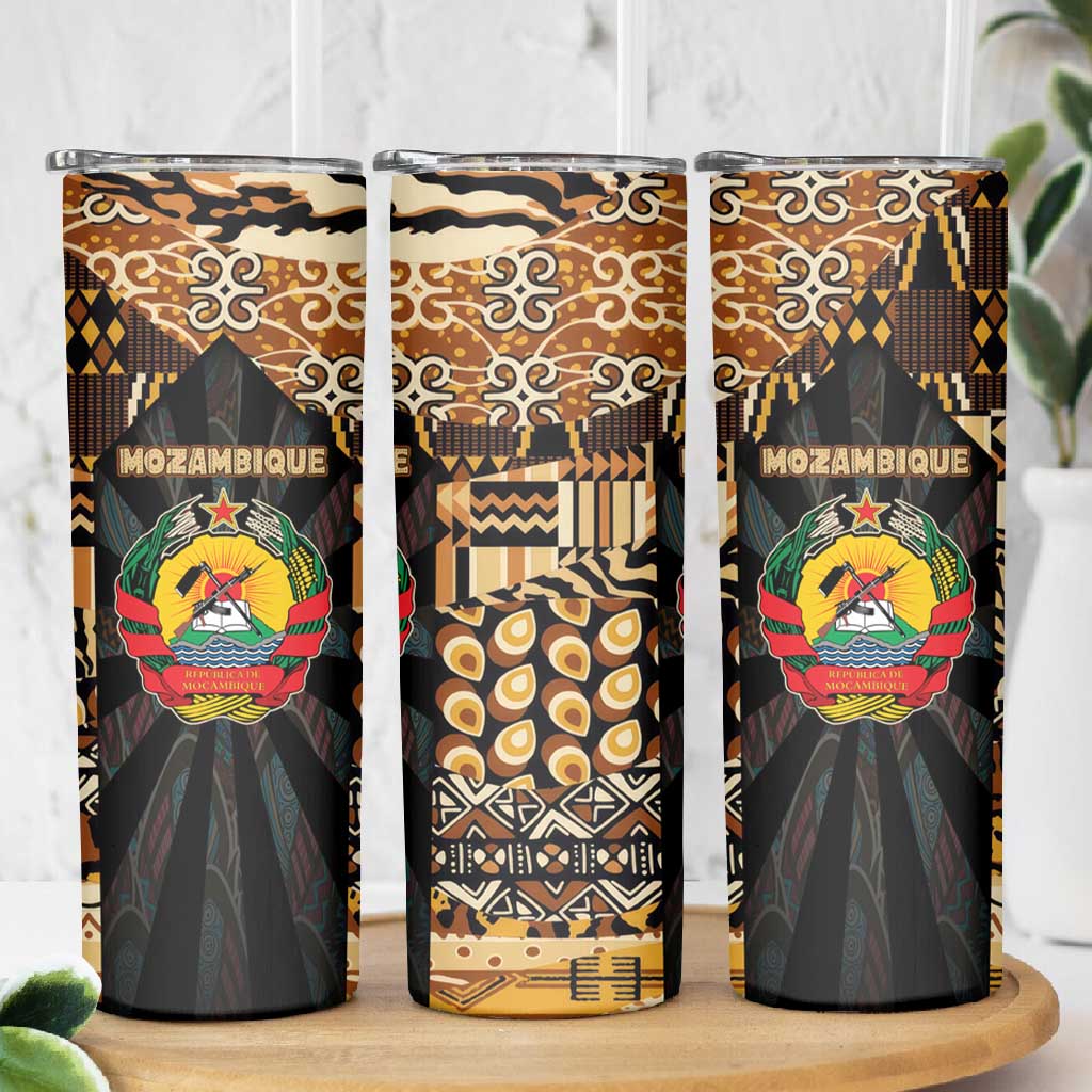 Mozambique Skinny Tumbler Black Brown Tribal Design - African Pride