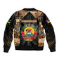 Mozambique Sleeve Zip Bomber Jacket Black Brown Tribal Design - African Pride
