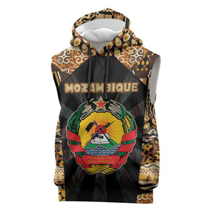 Mozambique Sleeveless Hoodie Black Brown Tribal Design - African Pride