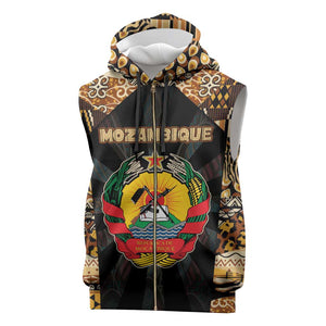 Mozambique Sleeveless Zip Hoodie Black Brown Tribal Design - African Pride