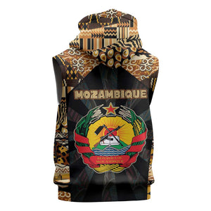 Mozambique Sleeveless Zip Hoodie Black Brown Tribal Design - African Pride
