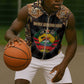 Mozambique Sleeveless Zip Hoodie Black Brown Tribal Design - African Pride