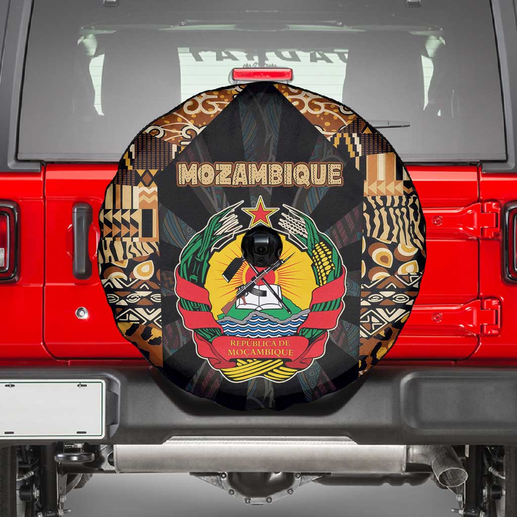 Mozambique Spare Tire Cover Black Brown Tribal Design - African Pride