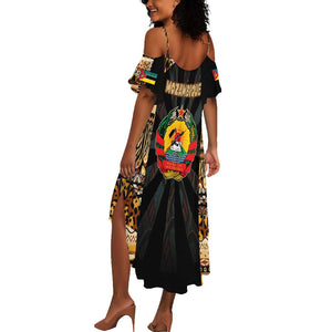 Mozambique Summer Maxi Dress Black Brown Tribal Design - African Pride