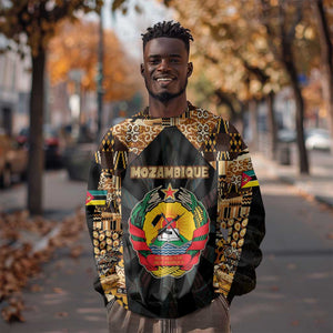 Mozambique Sweatshirt Black Brown Tribal Design - African Pride