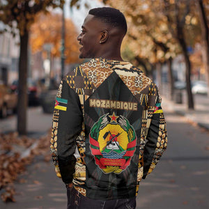 Mozambique Sweatshirt Black Brown Tribal Design - African Pride