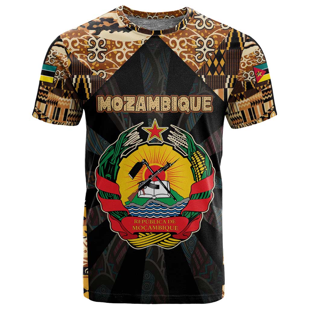 Mozambique T shirt Black Brown Tribal Design - African Pride