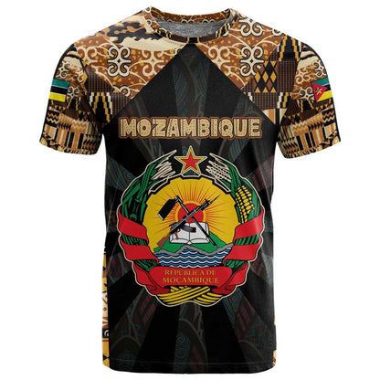 Mozambique T shirt Black Brown Tribal Design - African Pride