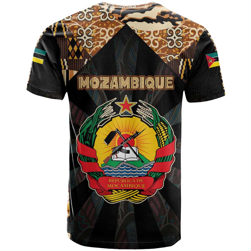Mozambique T shirt Black Brown Tribal Design - African Pride