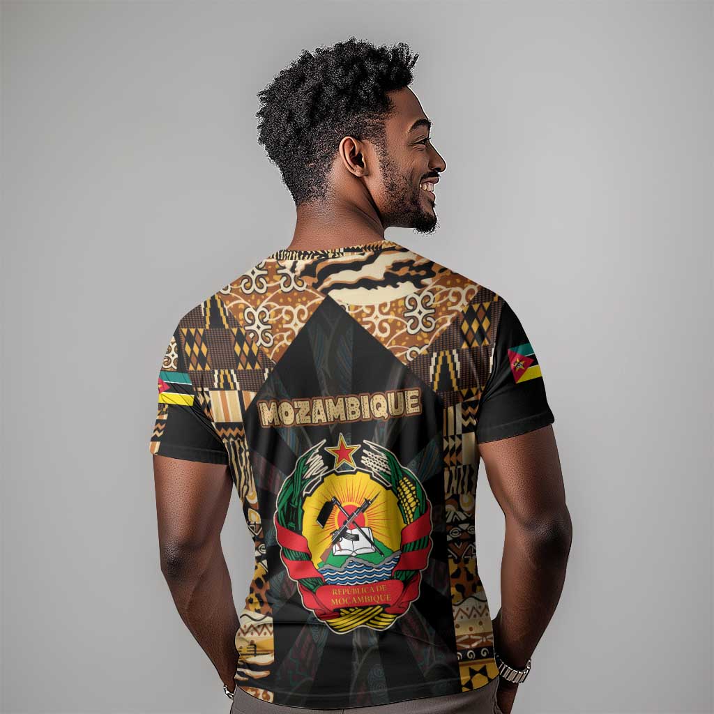 Mozambique T shirt Black Brown Tribal Design - African Pride