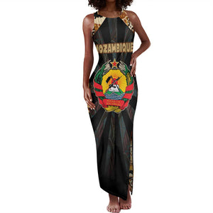 Mozambique Tank Maxi Dress Black Brown Tribal Design - African Pride