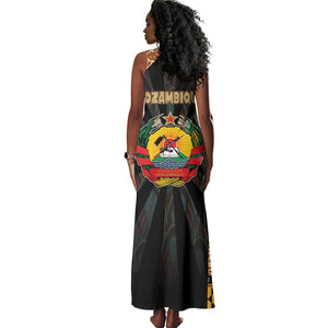 Mozambique Tank Maxi Dress Black Brown Tribal Design - African Pride