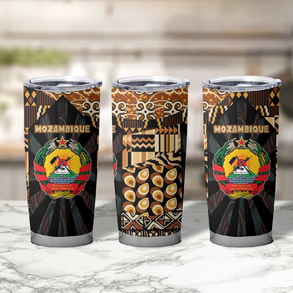 Mozambique Tumbler Cup Black Brown Tribal Design - African Pride