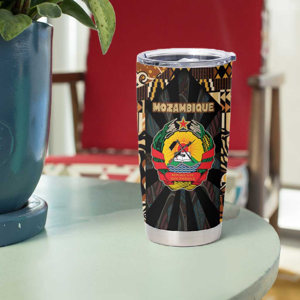 Mozambique Tumbler Cup Black Brown Tribal Design - African Pride