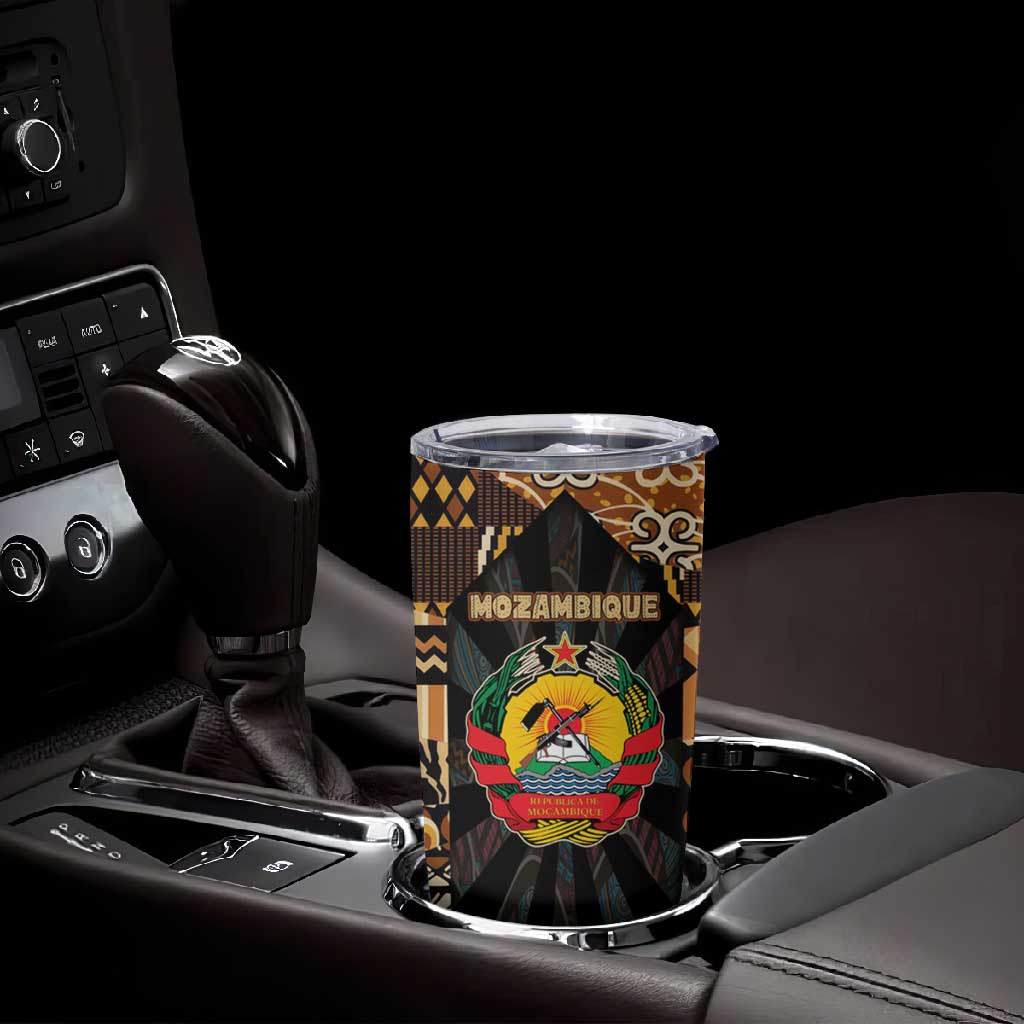 Mozambique Tumbler Cup Black Brown Tribal Design - African Pride