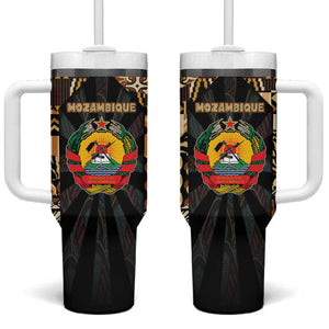 Mozambique Tumbler With Handle Black Brown Tribal Design - African Pride