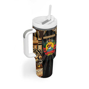 Mozambique Tumbler With Handle Black Brown Tribal Design - African Pride