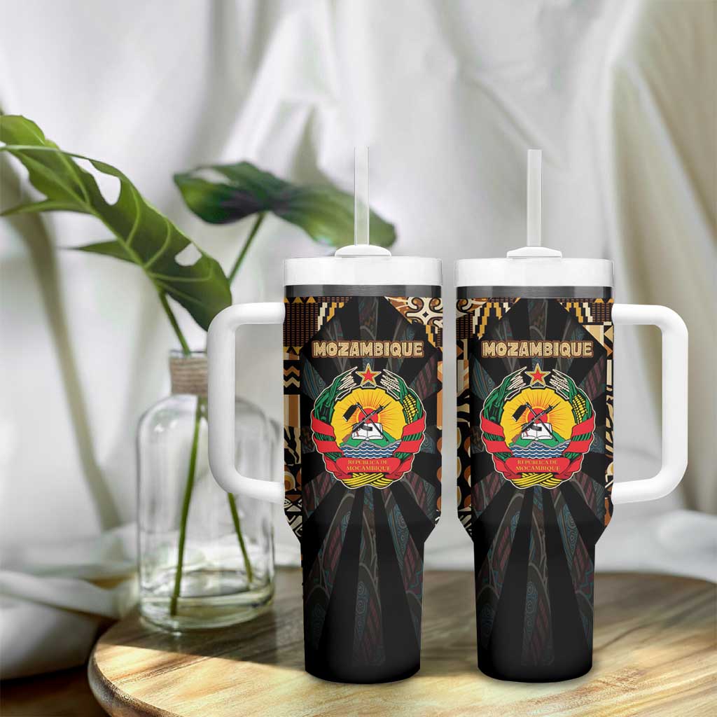 Mozambique Tumbler With Handle Black Brown Tribal Design - African Pride