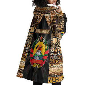 Mozambique Wearable Blanket Hoodie Black Brown Tribal Design - African Pride