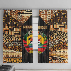 Mozambique Window Curtain Black Brown Tribal Design - African Pride