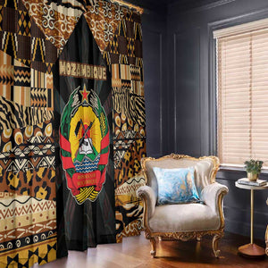 Mozambique Window Curtain Black Brown Tribal Design - African Pride